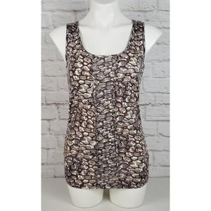 CAbi #967 Cobblestone Print Ruched Sleeveless Tank/Top ~ Size Medium
